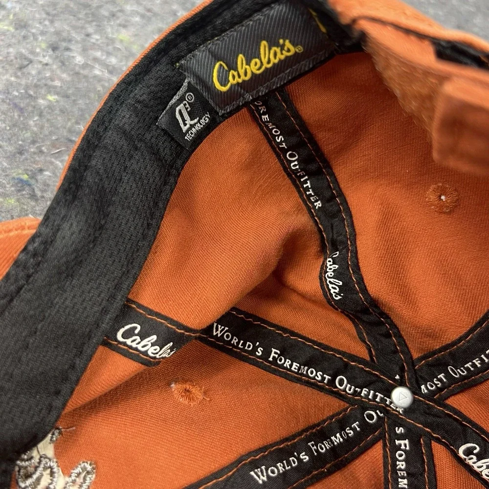 Cabela's Men's Hat Orange Strapback Baseball Cap Dad Golf Outdoor Used